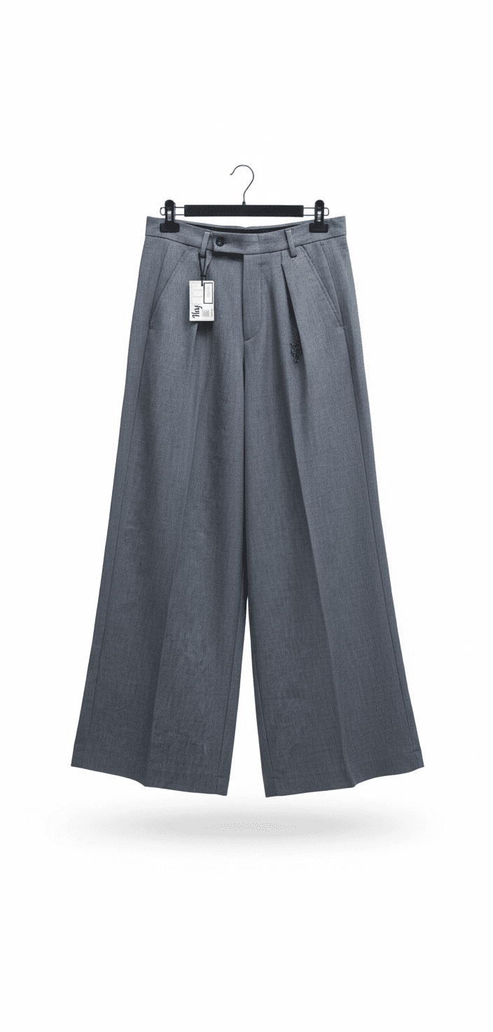 Ash Double Pleated Stride Pant with Crystals