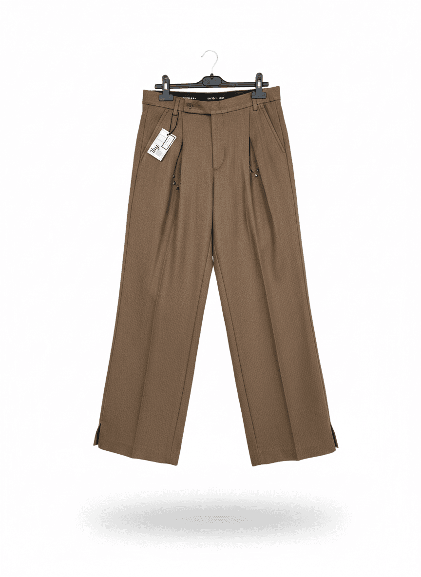 Brown Double Pleated Stride