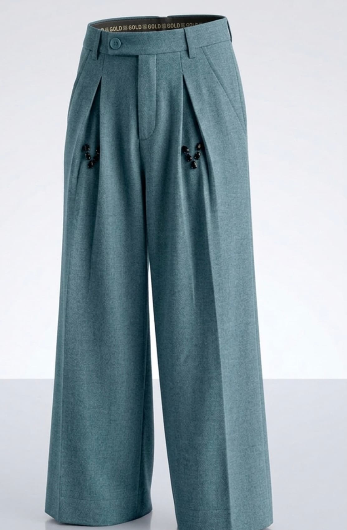 BlueAsh Double Pleated Stride Pant with Crystals